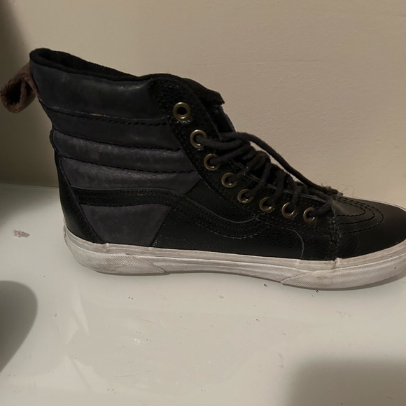 VANS SK8-HI 46 PEBBLE LEATHER BLACK Unisex Men’s 7.0 Women’s 8.5 - Picture 4 of 7